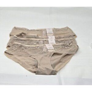 Auden Bikini Panties taupe SOLID FRONT LACE BACK & SIDES Lot of 4 size XS
